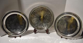 Three Large Silverplate Serving Trays